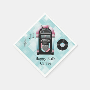 Retro 50's Jukebox Custom Paper Napkins