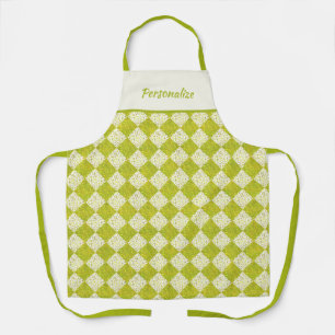 Retro 50s Lime Diamond Pattern Theme Apron
