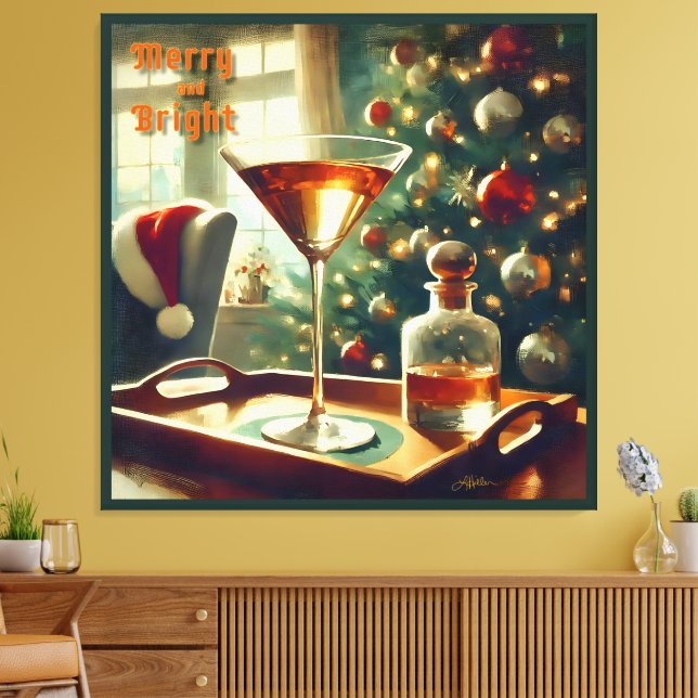 Retro 50s Manhattan Martini For Santa Canvas Print (Insitu(LivingRoom))