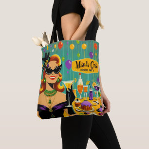 Retro 50s Mardi Gras Martini Cocktail Party Tote Bag