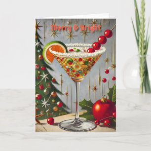 Retro 50s Merry Bright Christmas Candy Cocktail Card