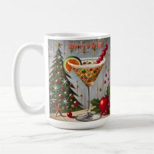 Retro 50s Merry Bright Christmas Candy Cocktail Coffee Mug
