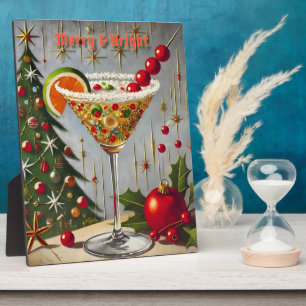 Retro 50s Merry Bright Christmas Candy Cocktail Plaque