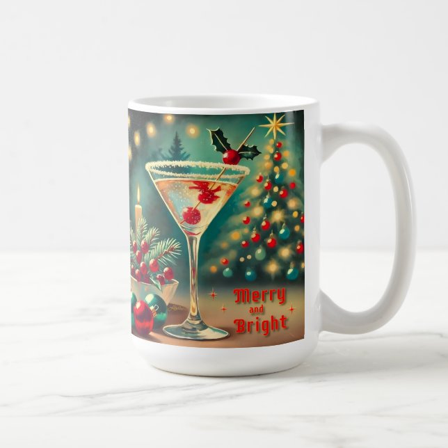 Retro 50s Merry Bright Christmas Cocktail Martini Coffee Mug (Right)