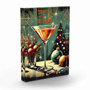 Retro 50s Merry & Bright Christmas Martini Photo Block