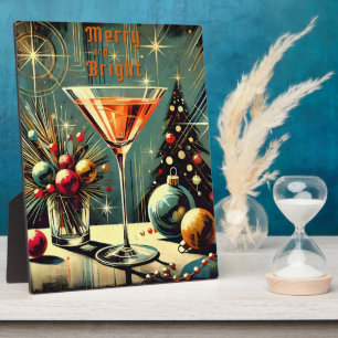 Retro 50s Merry & Bright Christmas Martini Plaque