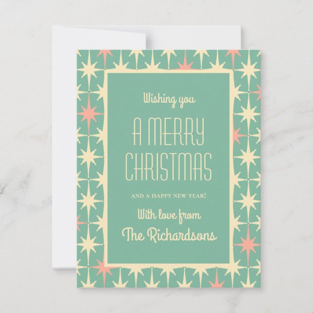 Retro 50s Mid Century Modern Atomic Christmas Holiday Card (Front)