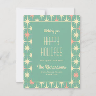 Retro 50s Mid Century Modern Atomic Happy Holidays Holiday Card