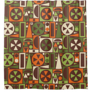 Retro 50s Mid-Century Modern Geometric Abstract Shower Curtain
