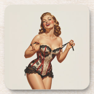 Retro 50's Pin-up Beauty Coaster
