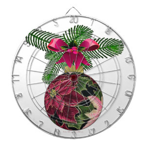 Retro 50s Poinsettia Burgundy Ornament Dartboard