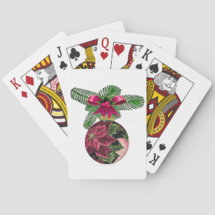 Retro 50s Poinsettia Burgundy Ornament Playing Cards