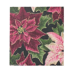 Retro 50s Poinsettia Burgundy Pink Notepad
