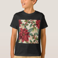 Retro 50s Poinsettia Red Green Cream
