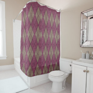 Retro 50s Purple Geometric Diamonds Unique Shower Curtain