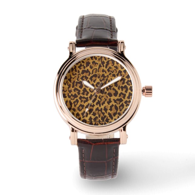 Retro 50s Rockabilly Leopard Print Designer Watch (Front)