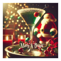 Retro 50s Santa Christmas Green Martini