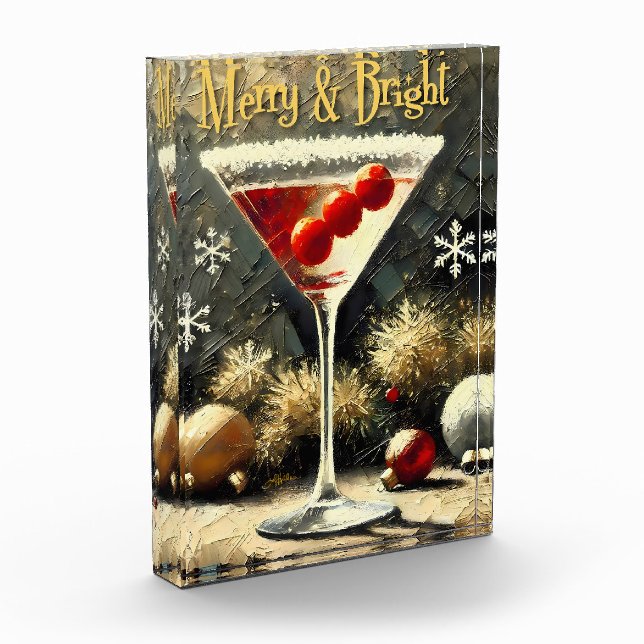 Retro 50s Triple Cranberry Christmas Martini Photo Block (Left)