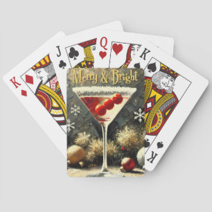 Retro 50s Triple Cranberry Christmas Martini Playing Cards