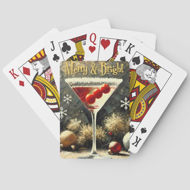 Retro 50s Triple Cranberry Christmas Martini Playing Cards (Back)
