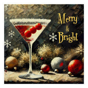 Retro 50s Triple Cranberry Christmas Martini Poster