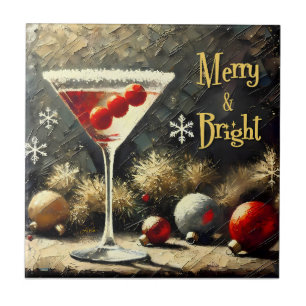 Retro 50s Triple Cranberry Christmas Martini Tile