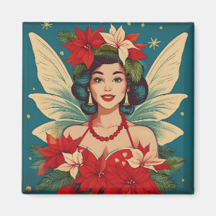 Retro 50s Tropical Christmas Pin-Up Beauty Queen Magnet