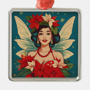 Retro 50s Tropical Christmas Pin-Up Beauty Queen Metal Tree Decoration