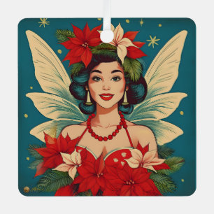 Retro 50s Tropical Christmas Pin-Up Beauty Queen Metal Tree Decoration