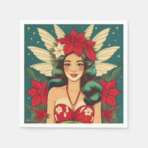 Retro 50s Tropical Christmas Pin-Up Girl Napkin