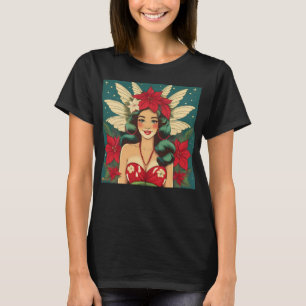Retro 50s Tropical Christmas Pin-Up Girl T-Shirt