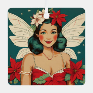 Retro 50s Tropical Christmas Pin-Up Starlet Metal Tree Decoration