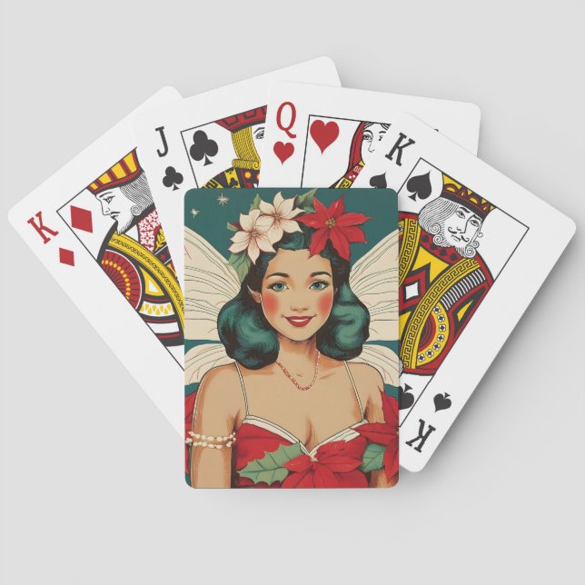 Retro 50s Tropical Christmas Pin-Up Starlet Playing Cards (Back)