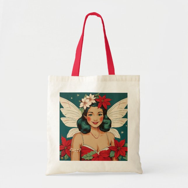 Retro 50s Tropical Christmas Pin-Up Starlet Tote Bag (Front)
