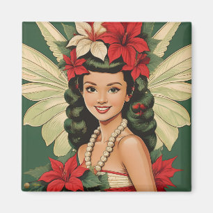 Retro 50s Tropical Christmas Princess Magnet