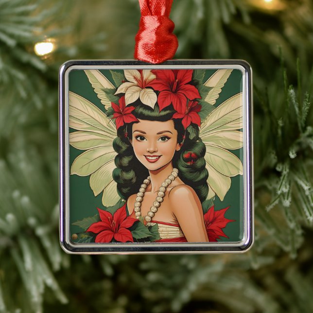 Retro 50s Tropical Christmas Princess Metal Tree Decoration (Tree)