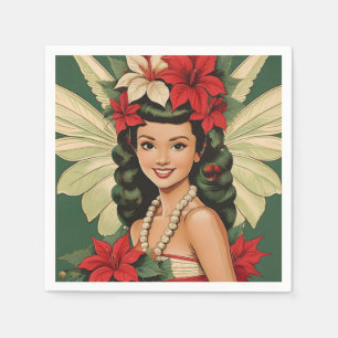Retro 50s Tropical Christmas Princess Napkin