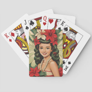 Retro 50s Tropical Christmas Princess Playing Cards
