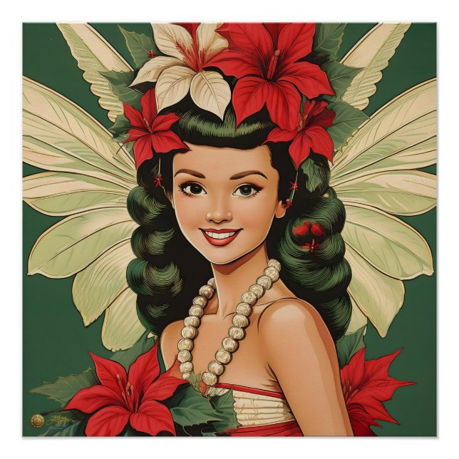Retro 50s Tropical Christmas Princess Poster (Front)
