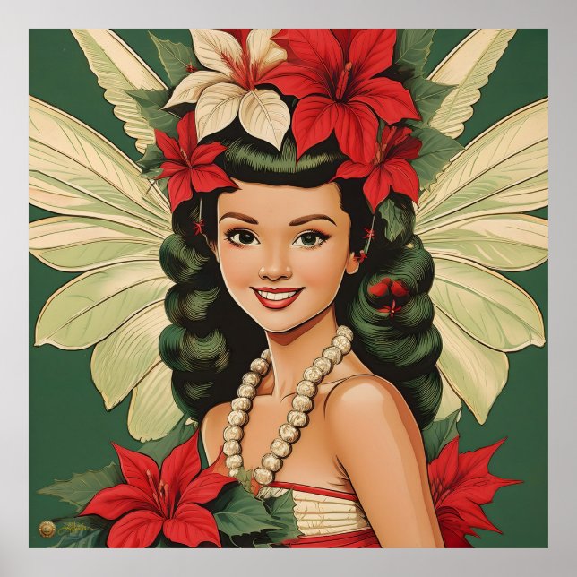Retro 50s Tropical Christmas Princess Poster (Front)