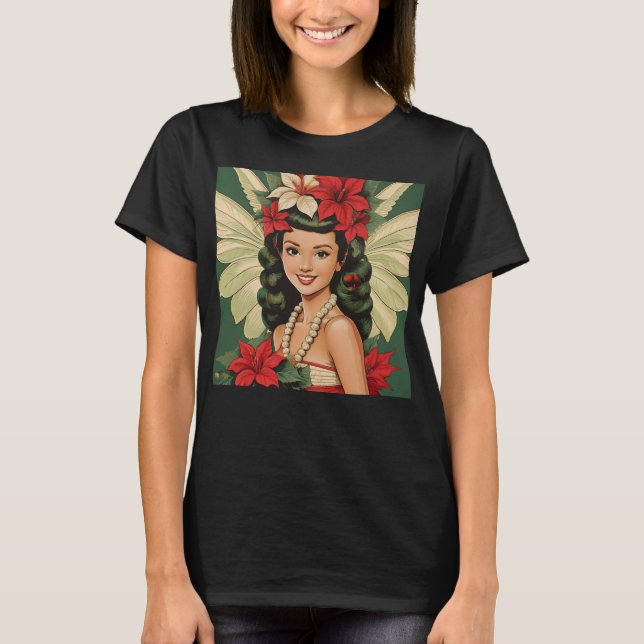 Retro 50s Tropical Christmas Princess T-Shirt (Front)
