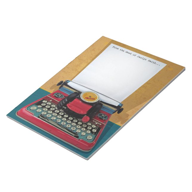 Retro 50s Typewriter Notepad with Customised Text (Angled)