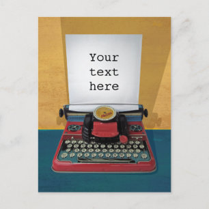 Retro 50s typewriter vintage toy customise text postcard