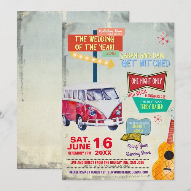 Retro 50's Wedding Invitation (Front/Back)