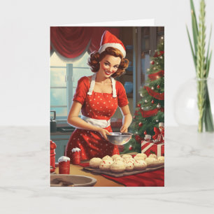 Retro 50's Woman Cooking Baking Card