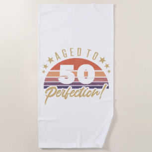 Retro 50th Birthday Humour Beach Towel