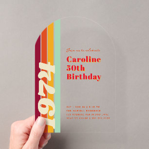 Retro 50th Birthday Party Arch Acrylic Invitations