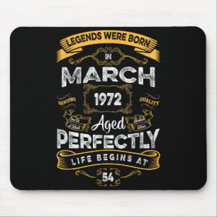 Retro 54th birthday legends were born in march 197 mouse mat