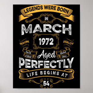 Retro 54th birthday legends were born in march 197 poster