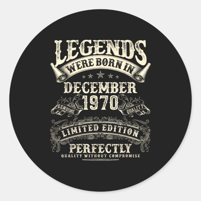 Retro 55th Birthday For Men 55 Year Old December 1 Classic Round Sticker (Front)